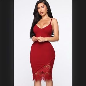 New Fashion Nova Midi Burgundy Dress